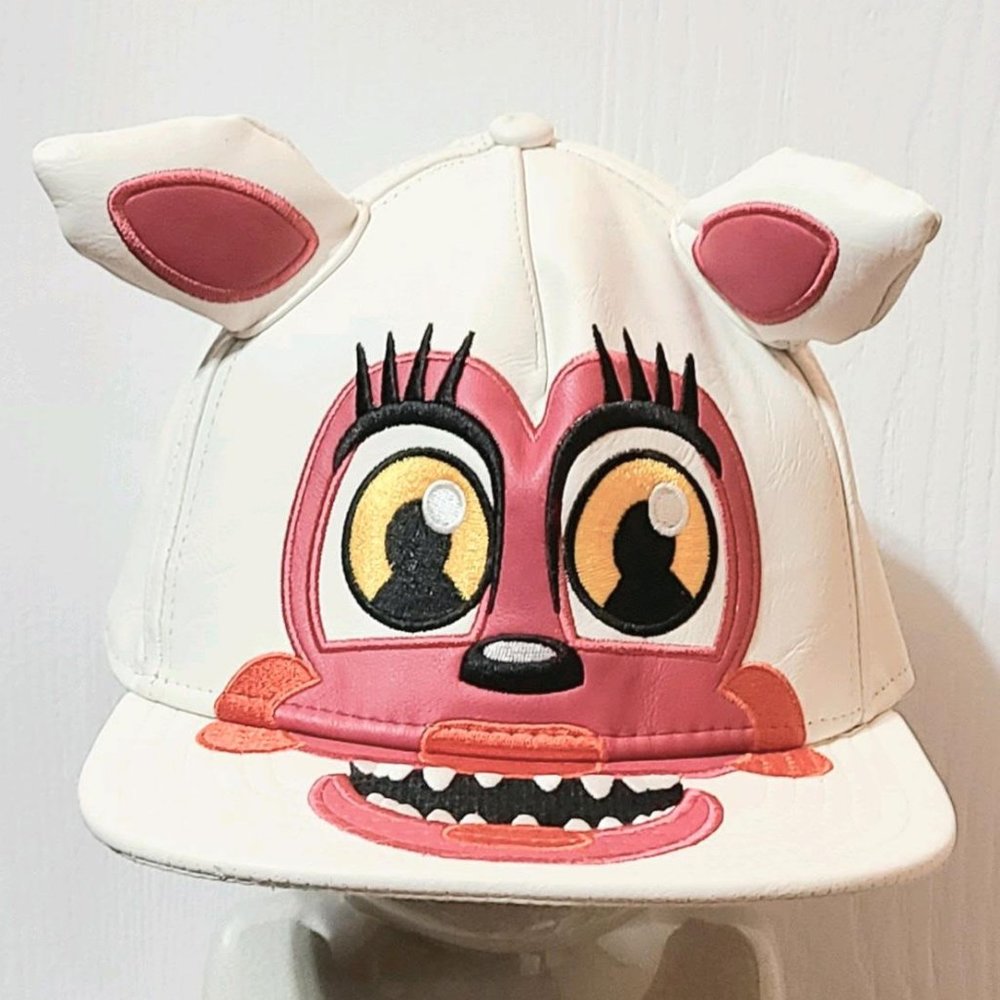 FUNTIME FOXY Five Nights at Freddy's White Baseball Hat Snapback -EXCELLENT